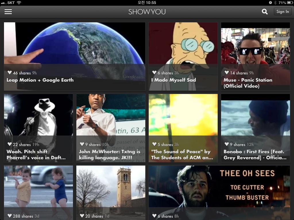 아이패드 비디오 디스커버리 앱, 쇼유(ShowYou)